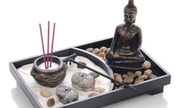 Bandeja De Jardim Estilo Zen Com Queimador De Incenso