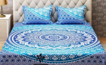 colcha de cama Queen Size azul Mandala