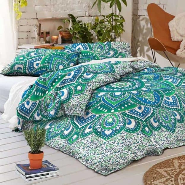 conjunto-de-edredon-traveseiro-folha-verde-mandala