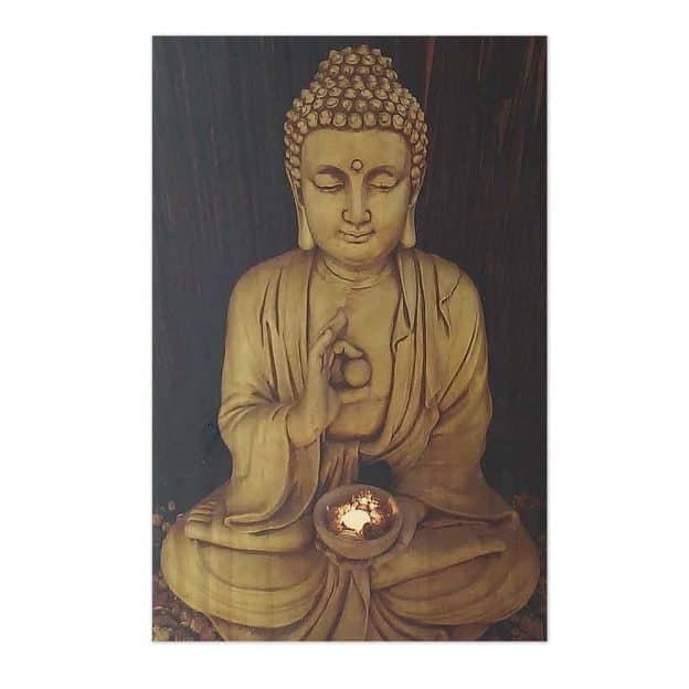 Quadro Buda luz em madeira