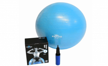 Pelota de yoga bomba de aire azul