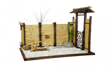 Jardín zen bambú exterior