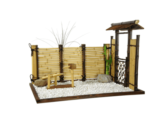 Jardín zen bambú exterior